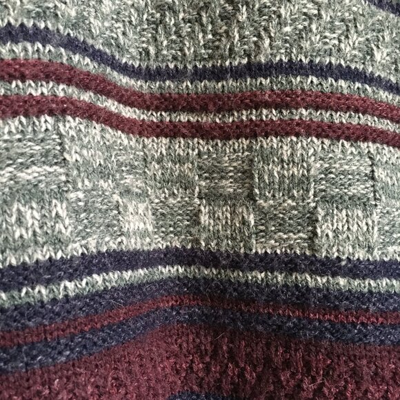 Vintage Striped and Basketweave Canadian University Eclectic Grandpa Sweater - Picture 16 of 16